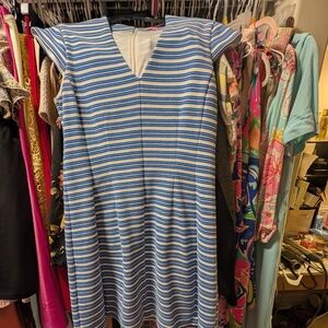 Lilly Pulitzer Blue and White Striped Midi Dress